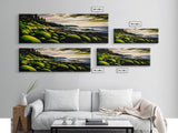 Green Rocks, Coastal Landscape, Nature Wall Art, Framed Canvas Print, Scenic Ocean Painting, Beach House Decor, Serene Wall Artwork