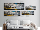Dramatic Beach, Blue Sky, Coastal Landscape Art, Canvas Print, Modern Nature Decor, Living Room Artwork, Large Scenic Wall Art