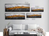 Ocean Wave, Coastal Abstract, Black and Gold Art, Framed Canvas Print, Beach House Decor, Modern Wall Art, Surf Art, Nautical Decor