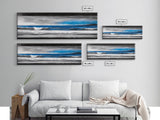 Ocean Horizon, Blue Waves, Coastal Landscape, Framed Canvas Print, Minimalist Seascape, Nautical Wall Art, Living Room Artwork