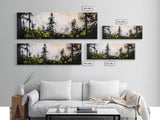 Misty Forest Painting, Black and White Landscape, Abstract Nature Art, Modern Minimalist Wall Art, Monochrome Decor, Framed Canvas Print