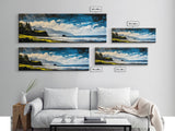 Coastal Cliff Painting, Blue Ocean Wall Art, Scenic Seaside Landscape, Nature Decor, Relaxing Beach Artwork, Bedroom Wall Art, Canvas Print