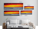 Fiery Sunset Seascape, Dramatic Ocean Painting, Bold Sunset Wall Art, Beach Vibes Decor, Coastal Home Art, Bedroom Wall Artwork, Canvas Print