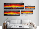 Sunset, Ocean, Waves, Canvas Print, Vibrant Sunset Wall Art, Beach House Decor, Coastal Painting, Living Room Art, Boho Aesthetic, Seascape