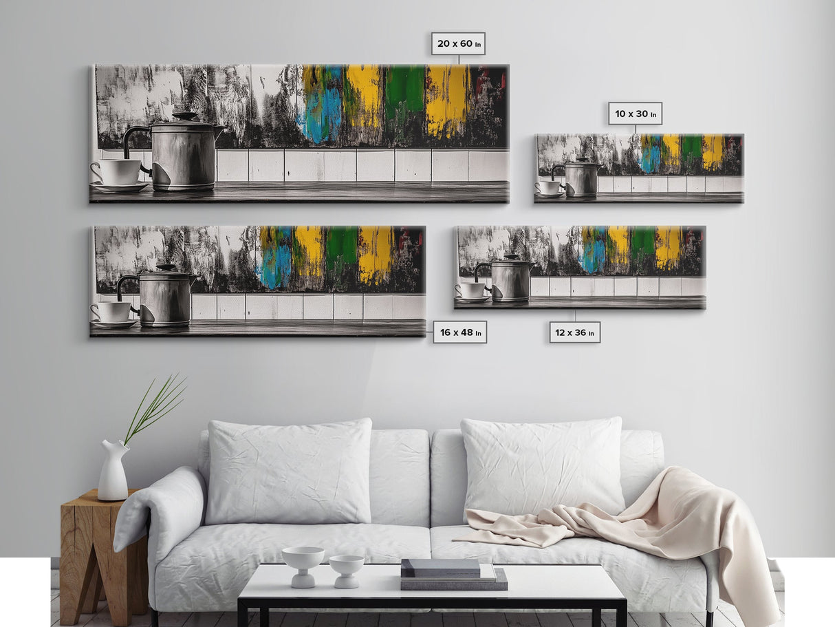 Coffee Time, Rustic Kitchen Wall Art, Abstract Cafe Print, Farmhouse Home Decor, Colorful Modern Painting, Cozy Home Vibes, Framed Canvas Print