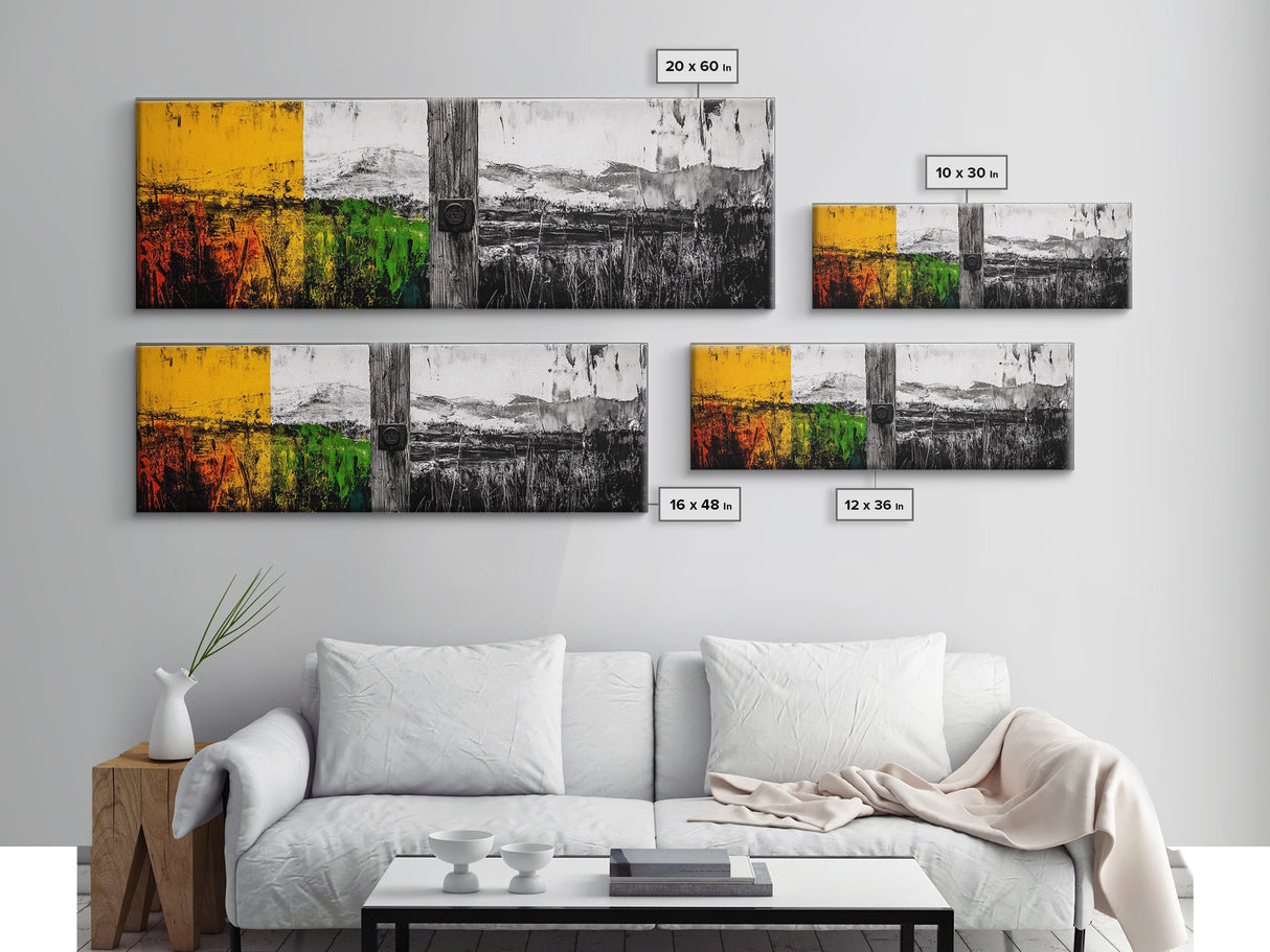 Rustic Landscape, Nature Wall Art, Farmhouse Decor, Cozy Autumn Aesthetic, Colorful Fields Painting, Framed Canvas Print, Living Room