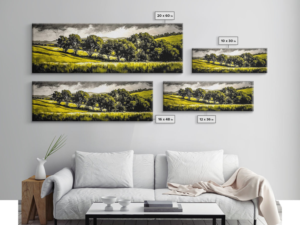 Forest Trees, Nature Landscape Art, Scenic Wall Decor, Earthy Tones Painting, Rustic Home Accent, Framed Canvas Print, Living Room