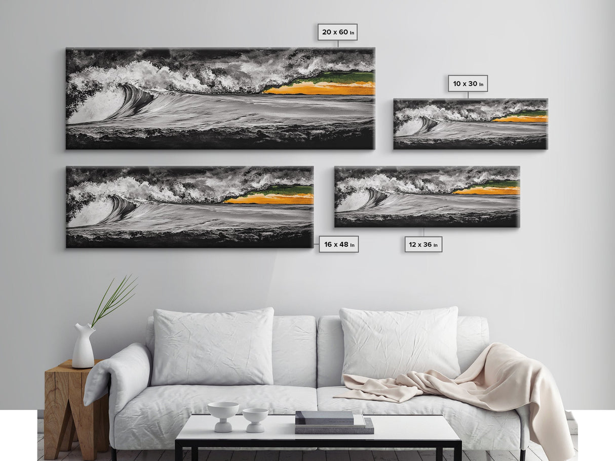 Dramatic, Ocean Wave, Black and White, Canvas Print, Coastal Wall Art, Modern Home Decor, Large Wall Art, Minimalist Art, Bedroom Wall Art