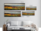 Mountain Meadow, Vibrant Landscape Art, Nature Painting, Framed Canvas Print, Fall Wall Art, Cabin Decor, Rustic Art