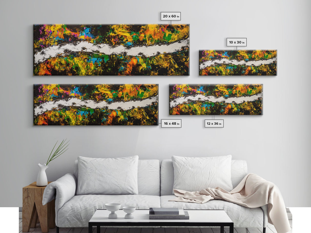 Abstract Chaos, Colorful Expressionism, Modern Wall Art, Framed Canvas Print, Bold Statement Piece, Office Decor