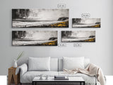 Rainy Coast, Moody Seascape, Black and White Art, Framed Canvas Print, Minimalist Wall Art, Beach House Decor, Ocean Landscape, Large Art