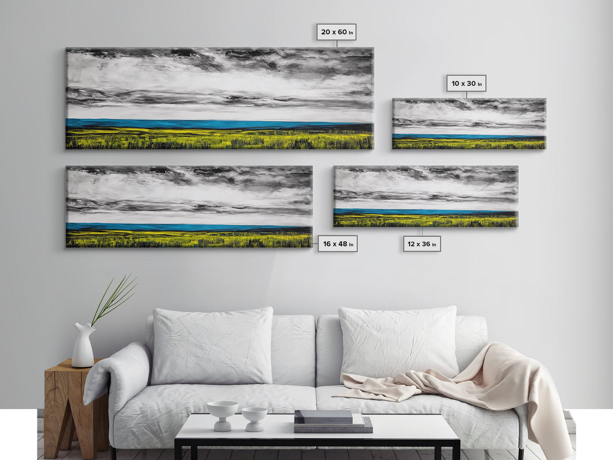 Horizon View, Blue Ocean, Minimalist Seascape, Framed Canvas Print, Coastal Wall Art, Modern Beach Decor, Abstract Water Art, Office Decor