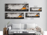 Wildfire Horizon, Dramatic Nature Art, Wilderness Wall Decor, Canvas Print, Black and White Art, Abstract Fire Painting, Rustic Home Art