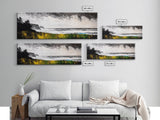 Cliffside View, Misty Ocean, Yellow Grass, Canvas Print, Coastal Landscape, Fall Wall Art, Nature Painting, Living Room Home Decor