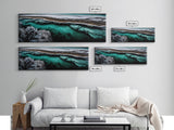 Turquoise Water Art, Ocean Aerial Painting, Coastal Abstract Print, Modern Beach House Decor, Serene Wall Art, Framed Canvas Print