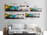 Abstract Ocean Wave, Colorful Coastal Painting, Modern Nautical Wall Art, Bold Seascape Print, Vibrant Beach Decor, Framed Canvas Print