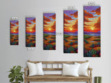 Sunset Field, Desert Painting, Framed Canvas Print, colorful desert horizon landscape wall art, autumn tones, boho entryway accent