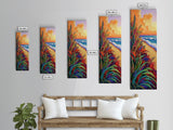 Grass Ocean, Sunset Breeze, Lush coastal grassscape Canvas Print, warm sunset beach art, spa or reading nook boho wall decor