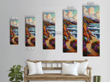 Ocean Cliffside, Wildflowers Path, Canvas Print colorful coastal path painting, vibrant nature landscape, modern beach art, kitchen wall decor