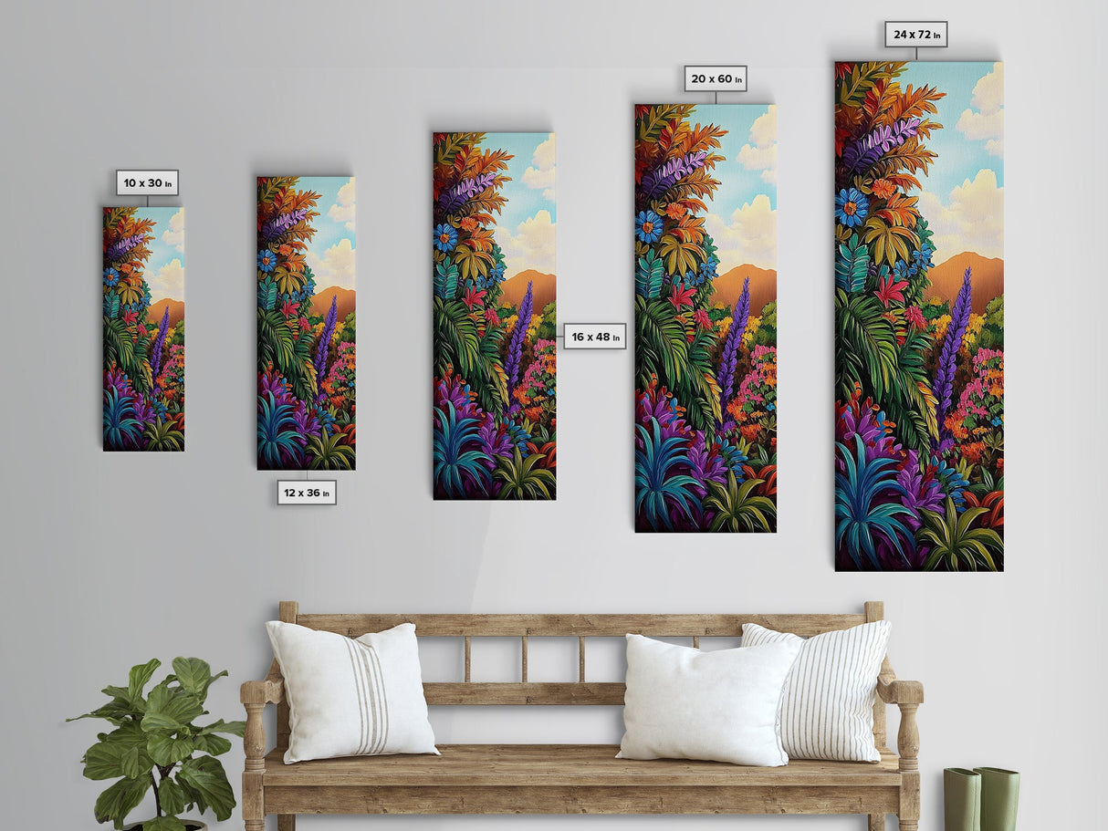 Vibrant Tropical, Jungle Art – Framed Canvas Print, tropical rainforest painting, bold wall decor, boho living room wall art, botanical vibe