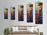 Driftwood Tree, Ocean Flowers, Nature Fantasy, Framed Canvas Print, colorful whimsical beach art, botanical art, coastal living room decor