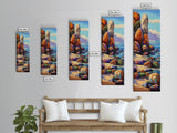 Coastal, Rocks, Ocean, Desert Scene Canvas Print, Bold Color Seascape, Nature Inspired Wall Art, Beach House Decor, Bohemian Art Style