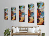 Tropical, Ocean, Pathway, Paradise - Framed Canvas Print, Coastal Landscape Wall Art, Living Room Tropical Decor, Boho Summer Beach Art