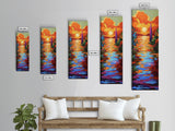 Sunset, Vibrant, Tropical, Sky - Framed Canvas Print, Colorful Beach Wall Art, Bold Living Room Decor, Coastal Sunset Summer Vibes Painting