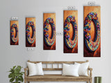 Autumn, Floral, Wreath, Decor, Framed Canvas Print, Fall boho wall art, rustic kitchen decor, entryway farmhouse painting, cozy orange tones