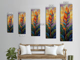 Rainbow, Leaf, Botanical, Sunset, Framed Canvas Print vibrant tropical plant wall decor boho botanical kitchen wall art nature lovers gift