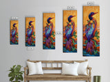 Bird, Colorful, Floral, Elegant, Framed Canvas Print exotic bird painting living room wall art bold colorful feathers tropical boho art