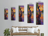 Sunset, Lake, Bird, Nature, Framed Canvas Print vibrant lakeside bird wall decor colorful boho birdwatching themed bedroom wall art