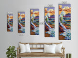 Rainbow, Wave, Sea, Surf, Framed Canvas Print, Bold Ocean Art, Coastal Wall Decor, Surfer Boho Style, Beach House Accent