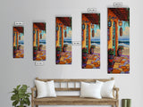 Porch, Beach, Pottery, Ocean, Canvas Print, Coastal Kitchen Wall Art, Warm Beachfront Decor, Vibrant Boho Mexican Style
