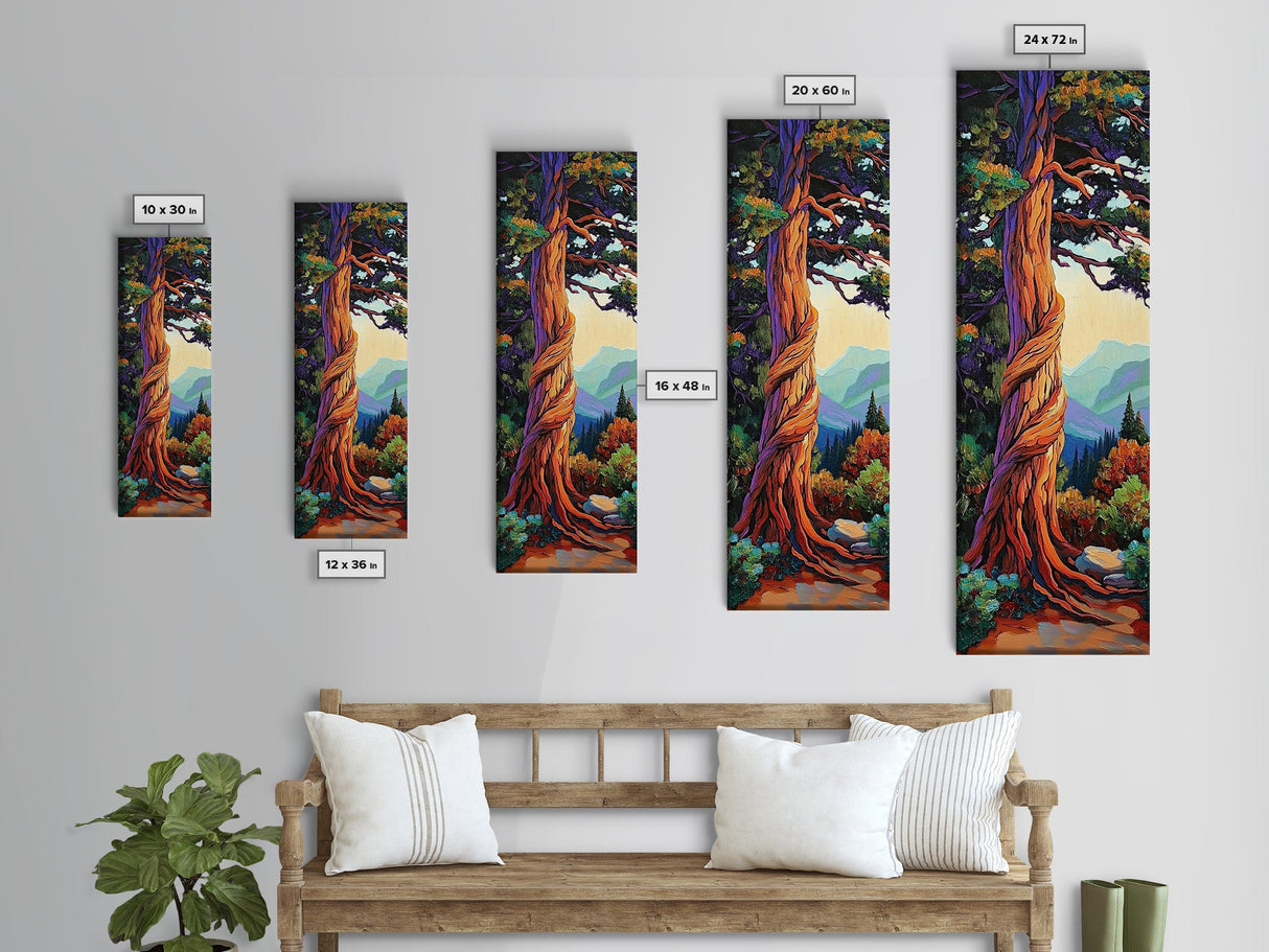 Whimsical, Tree, Forest, Nature, Framed Canvas Print, Autumn tree art in impressionist style, perfect Living Room Wall Art or Fall Decor