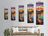 Sunset, Palm Trees, Water, Reflection, Framed Canvas Print, Tropical boho art ideal Living Room Wall Art or Beach House Coastal Decor