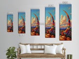 Horn, Abstract, Desert, Vibrant Desert Horn Framed Canvas Print, Surreal Boho Wall Art, Rustic Southwest Decor, Meditation Room Accent