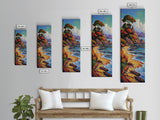 Autumn Lighthouse, Coast, Beach Sunset Landscape Framed Canvas Print, Coastal Wall Decor, Fall Living Room Art, Vibrant Nature Artwork