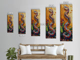 Colorful,Snake, Garden, Bold Mosaic Serpent Framed Canvas Print, Bohemian Wall Art, Unique Nature Decor, Southwestern Living Room