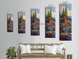 Mountain Cabin, Forest Path, Autumn Escape, Framed Canvas Print, cozy fall cabin wall art, rustic lodge decor, nature inspired artwork