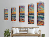 Waves Archway, Ocean, Framed Canvas Print, Coastal Wall Art, Colorful Boho Living Room Decor, Mediterranean Beach Home Accent Piece