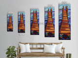 Dock Ocean, Pier, Framed Canvas Print, Seaside Wall Art, Nautical Coastal Decor, Whimsical Ocean Painting, Beach House Style