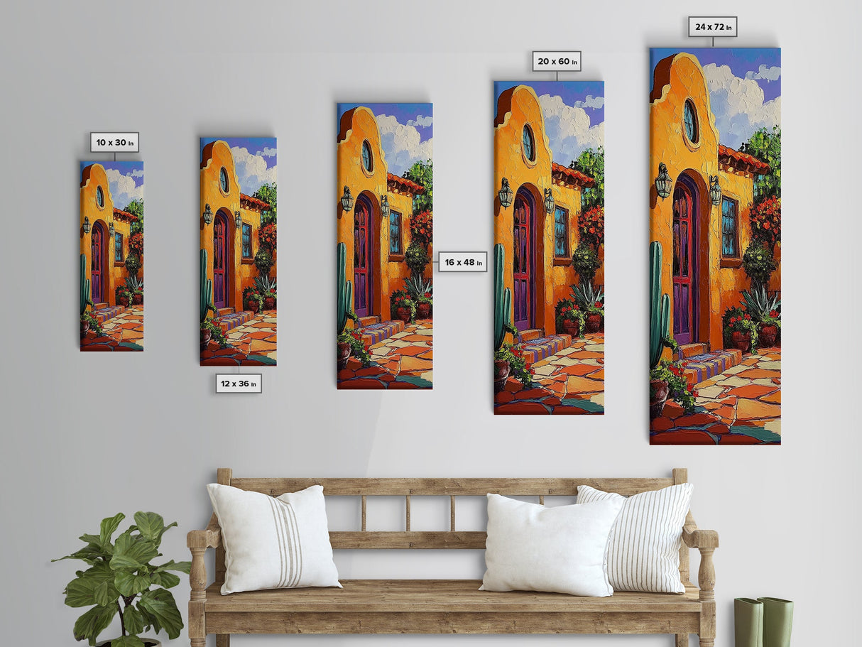Adobe Home, Southwest Colors, Rustic Entryway Art, Framed Canvas Print, Mexican Style Decor, Boho Living Room Accent, Desert Home Art