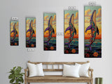 Rainbow Whale, Vibrant Ocean, Fantasy Sea Life, Framed Canvas Print, Whimsical Coastal Wall Art, Eclectic Living Room Nautical Decor