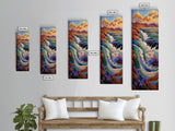 Waterfall River, Nature, Flow, Framed Canvas Print, Bold Landscape Wall Art, Nature Inspired Decor, Bathroom or Office Accent Art