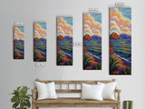 Tropical Coastal, Ocean, Horizon - Framed Canvas Print, tropical beach wall art, boho island painting, living room or vacation rental décor