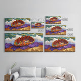 Shell Ocean, Jewel, Framed Canvas Print, Whimsical Ocean Shell Painting, Colorful Sea Treasure Wall Art, Nursery Decor