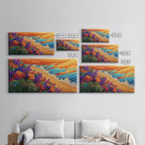 Beach Flowers, Sunset, Coastal Decor Canvas Print, Colorful Ocean Landscape, Tropical Boho Art, Living Room Beach Wall Art