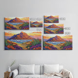 Mountains Waves, Path, Sunset Landscape Canvas Print, Colorful Nature Wall Art, Southwest Bedroom Decor, Autumn Art Style