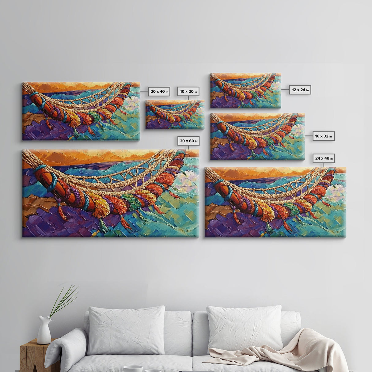 Hammock, Relax, Tropical, Sunset, Framed Canvas Print, Vibrant tropical vibes, beachy boho wall art, bedroom or sunroom decor
